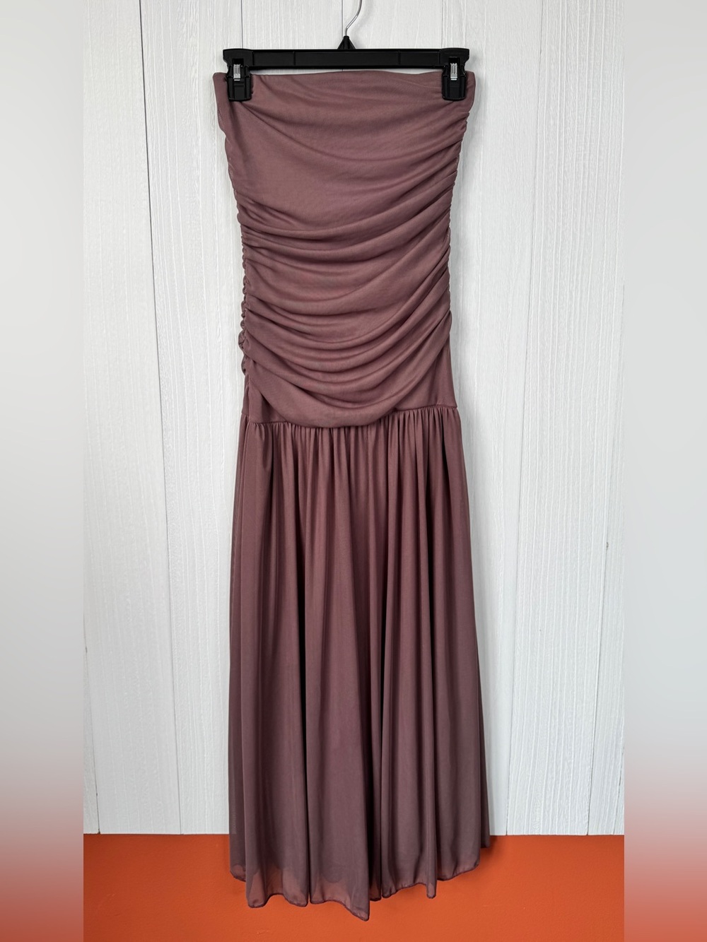 21 Saints Mauve Strapless Maxi Dress Ruched S